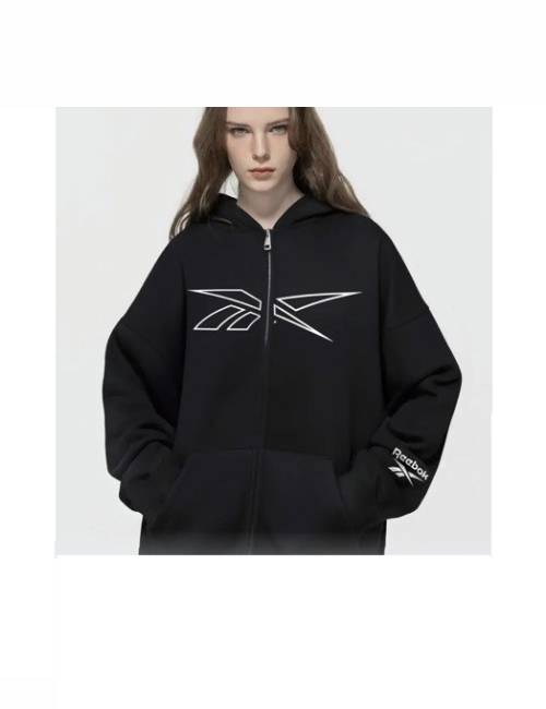 Reebok hoodie with a double-zip closure; thick, warm, soft, and comfortable material; hood. — изображение 3