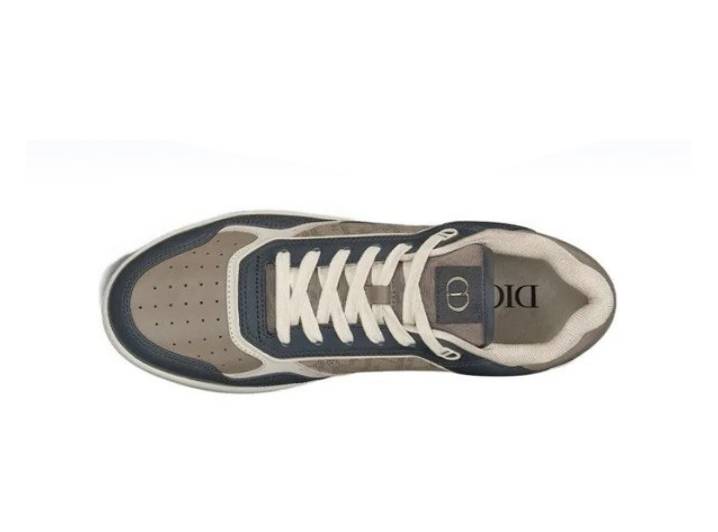 DIOR B27 Leather Oblique Print Low-Top Fashion Sneakers for Men, Grey-Brown — изображение 5