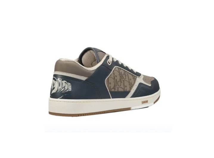 DIOR B27 Leather Oblique Print Low-Top Fashion Sneakers for Men, Grey-Brown — изображение 6