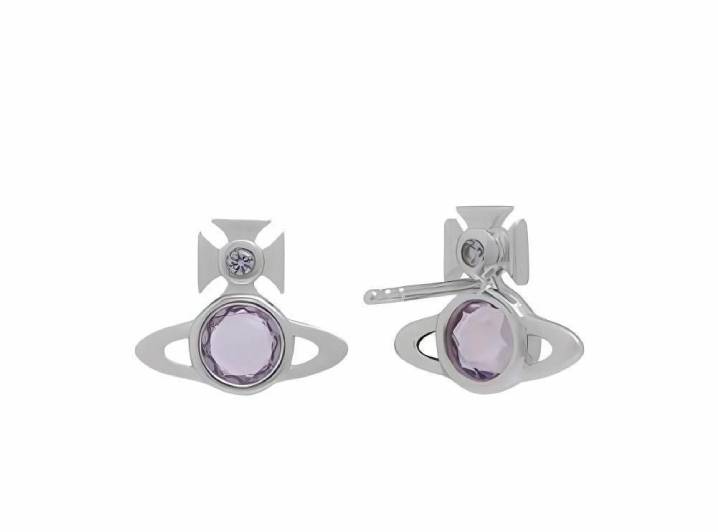 Vivienne Westwood Heather silver-plated brass stud earrings with cubic zirconia; unisex model. — изображение 2