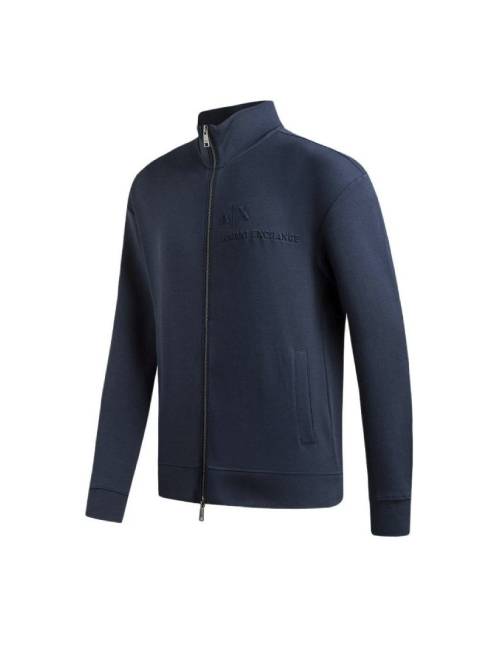 EMPORIO ARMANI FW23 Solid Color Zipper Stand Collar Casual Jacket for Men Navy — изображение 5