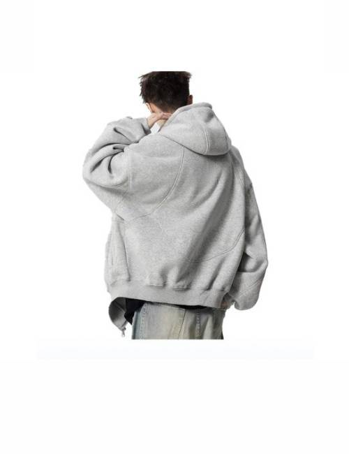 Xu Tailang loose-fit, warm grey cardigan with a fleece lining, hood, and zip closure. — изображение 3