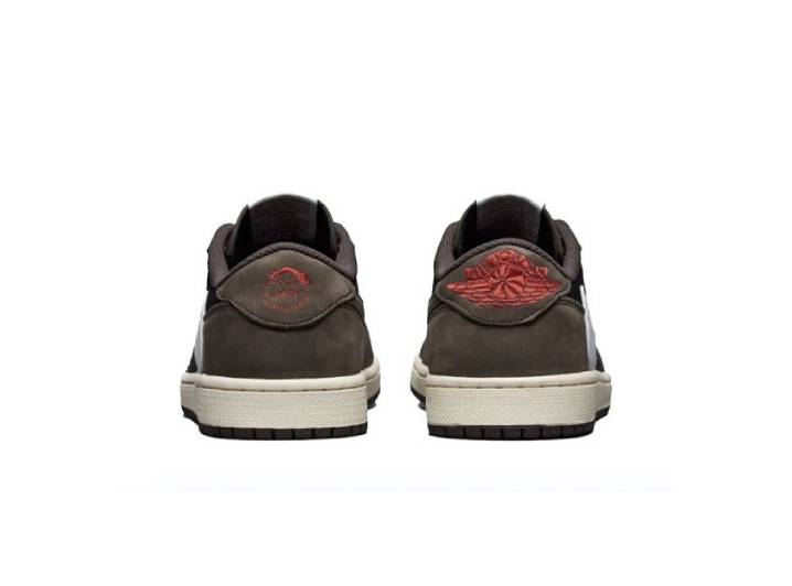 Travis Scott x Jordan Air Jordan 1 Low OG TS SP men's dark brown low-top retro basketball sneakers with "reverse Swoosh" — изображение 3