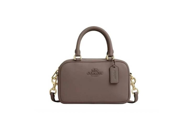 COACH SATCHEL 19 logo bowling bag with zip closure, smooth leather, suitable for shoulder, crossbody, or handbag styles, small size, unisex, couple style — изображение 5