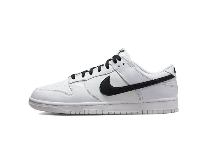 Nike Dunk Retro Leather Low-Top Sneakers for Men, White/Black