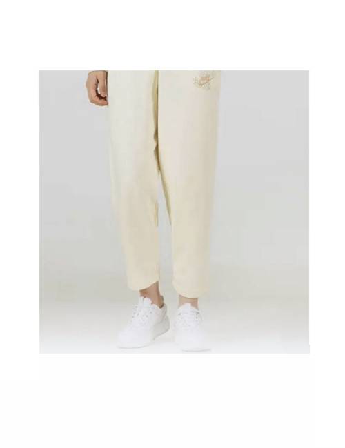 Nike Sportswear Essentials Solid Color Logo Mid-Rise Loose Fit Casual Athletic Pants, Women's, Light Yellow — изображение 3