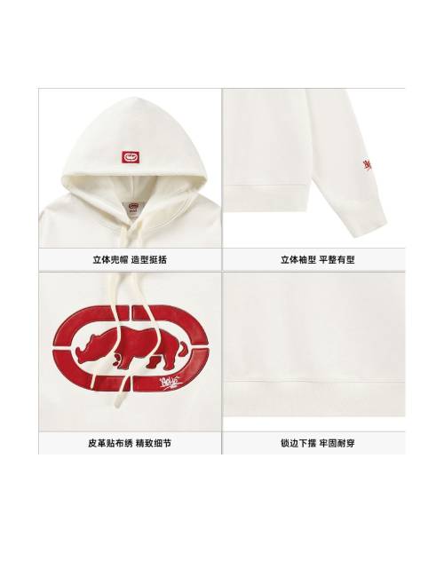 ECKO LIFE Series Red Rhino Spring American Classic Rhino Logo Embroidered Hooded Street Style Pullover Sweatshirt for Couples, Skin-Friendly Casual Sports Sweatshirt, Unisex — изображение 5