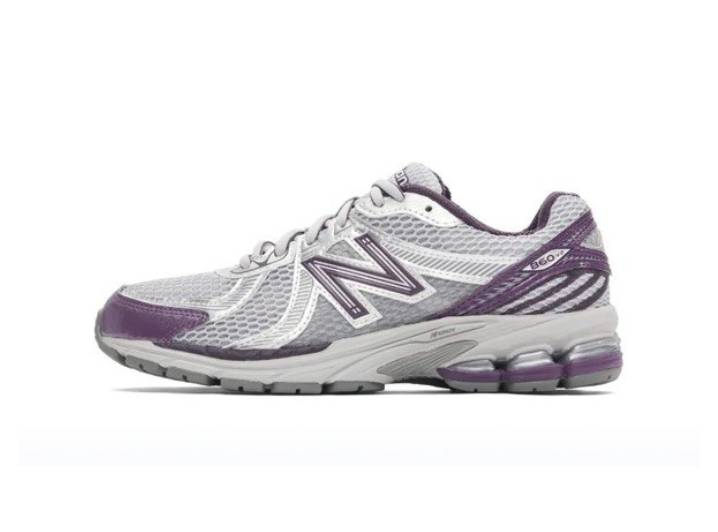 New Balance 860 v2 Y2K Spring/Summer Retro Millennium Ballet Style Comfortable Mesh Low-Top Running Shoes for Men and Women, Silver Purple width