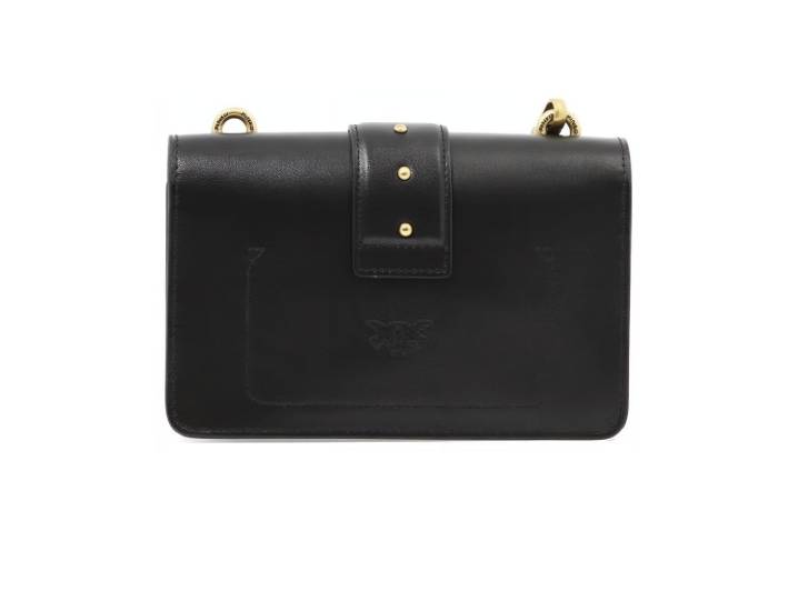PINKO classic bird logo buckle flap shoulder bag, women's black leather crossbody/shoulder bag. — изображение 2