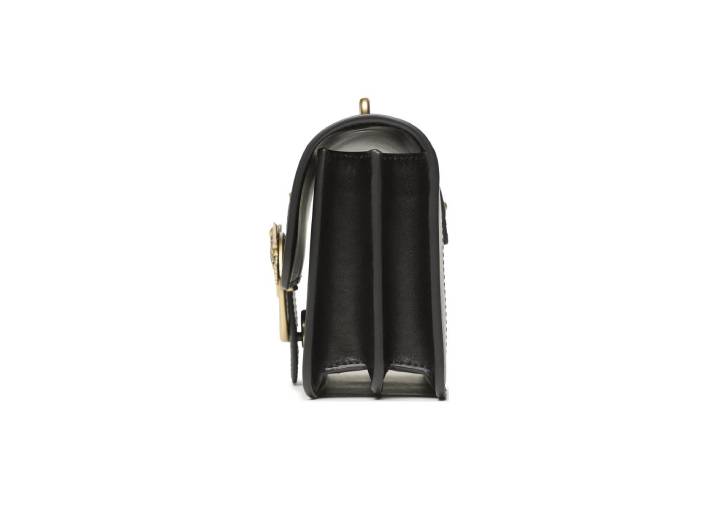 PINKO classic bird logo buckle flap shoulder bag, women's black leather crossbody/shoulder bag. — изображение 4