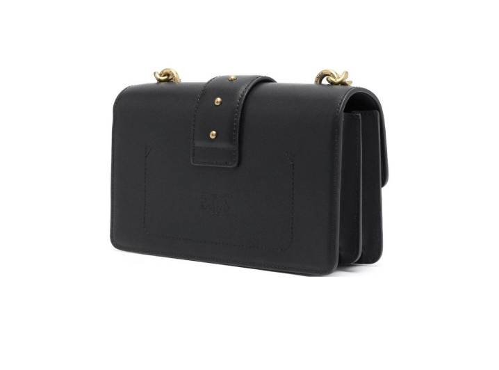 PINKO classic bird logo buckle flap shoulder bag, women's black leather crossbody/shoulder bag. — изображение 5