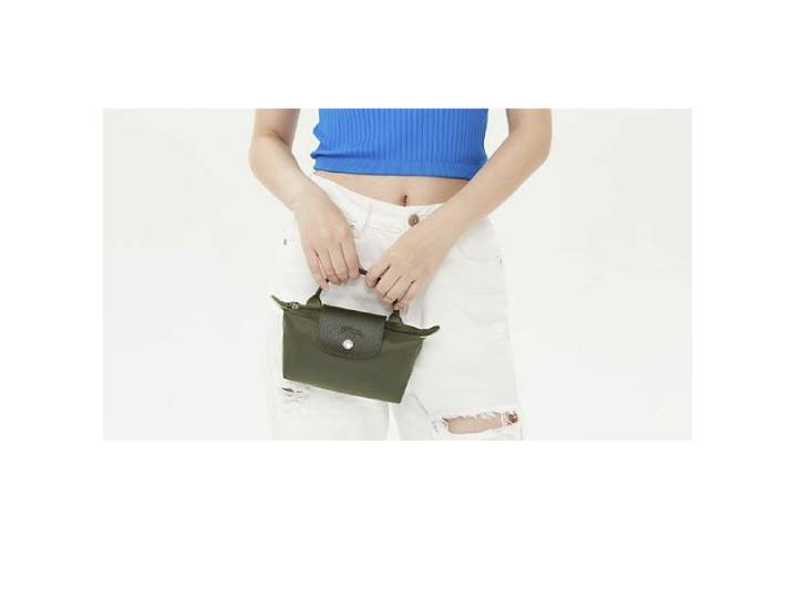LONGCHAMP Le Pliage Green — женская складная сумка из канвы, Forest Green, Mini — изображение 6