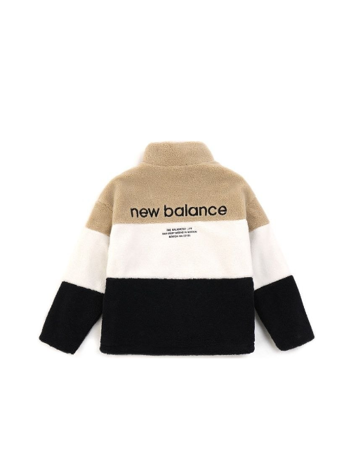 New Balance Plus Color Block Stand Collar Zip-Up Long Sleeve Jacket, Unisex, Khaki — изображение 3