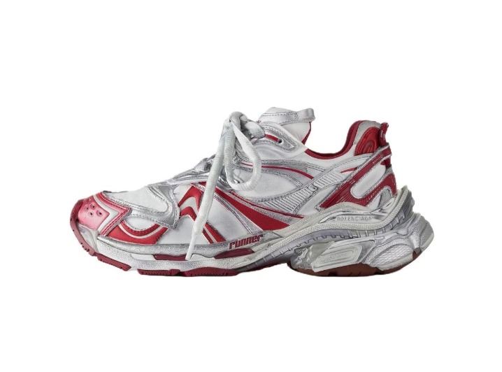 Balenciaga Runner 2.0 Platform Lace-up Round Toe Low-Top Chunk Shoes, Men's, Red