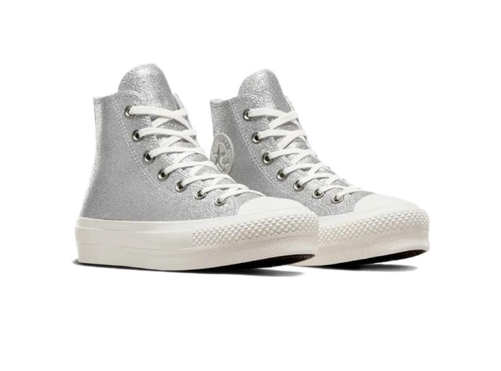 Converse All Star Lift — женские высокие кроссовки из канвы, Silver — изображение 2
