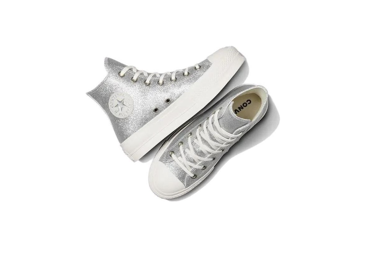 Converse All Star Lift — женские высокие кроссовки из канвы, Silver — изображение 3