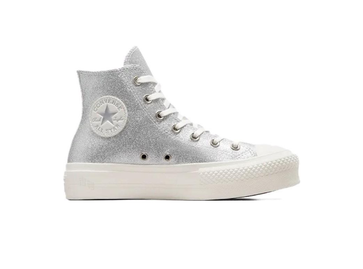 Converse All Star Lift — женские высокие кроссовки из канвы, Silver — изображение 5