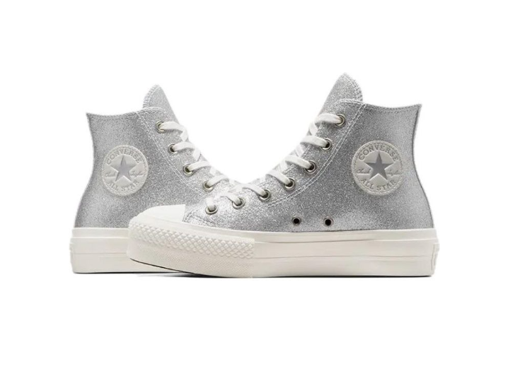 Converse All Star Lift — женские высокие кроссовки из канвы, Silver — изображение 8