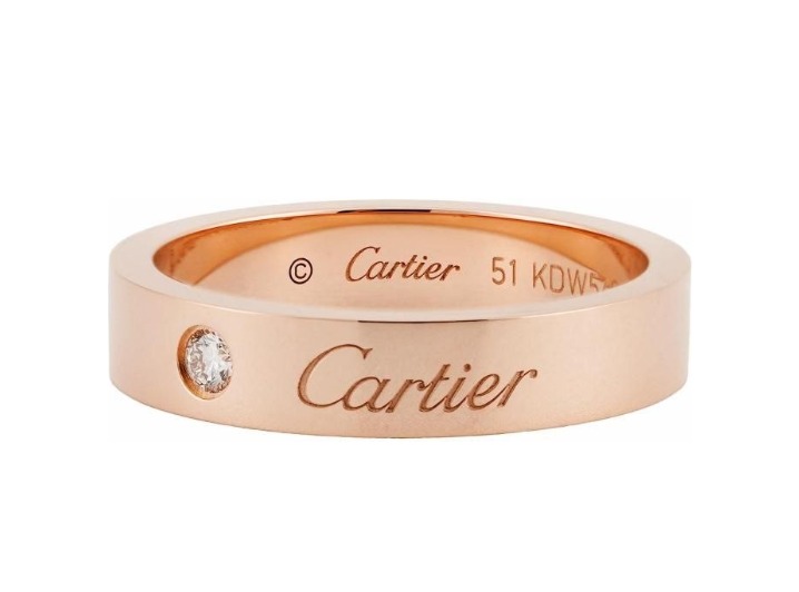Cartier C de Cartier: Классическое кольцо с гравировкой из розового золота с бриллиантом