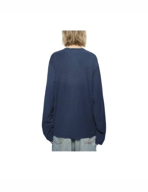 Acne Studios 1996 Collection Classic Letter Print Loose Crew Neck Long Sleeve T-Shirt, Unisex, Dark Blue — изображение 4