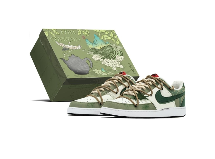 Nike Court Vision 1 "Bamboo Forest" — мужские кроссовки, Green, подарочная упаковка в китайском стиле — изображение 4