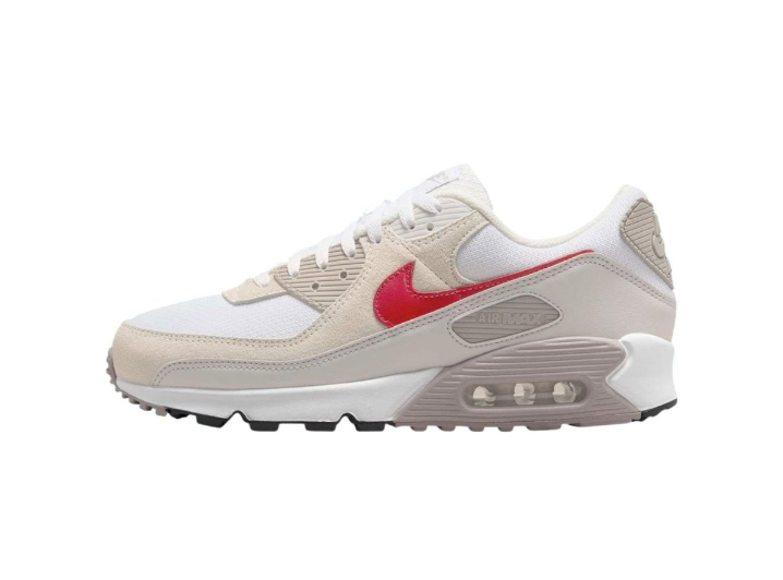 Nike Air Max 90: Мужские кроссовки в серо-бело-красной гамме для повседневного стиля и комфорта
