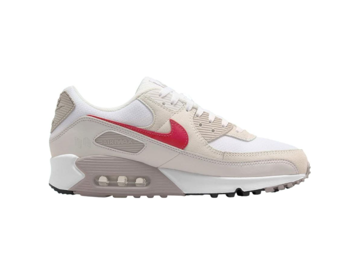 Nike Air Max 90: Мужские кроссовки в серо-бело-красной гамме для повседневного стиля и комфорта — изображение 2