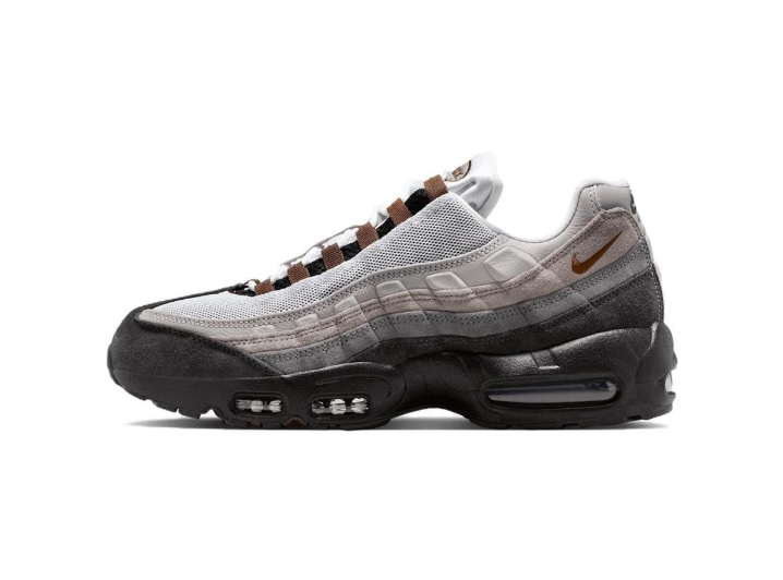Nike Air Max 95: Чёрно-серые низкие беговые кроссовки для мужчин и женщин