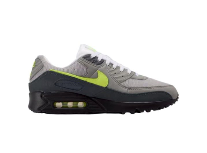 Nike Air Max 90: Мужские беговые кроссовки в серо-жёлтой гамме — изображение 2