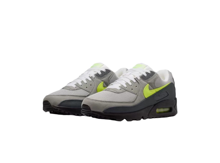 Nike Air Max 90: Мужские беговые кроссовки в серо-жёлтой гамме — изображение 5