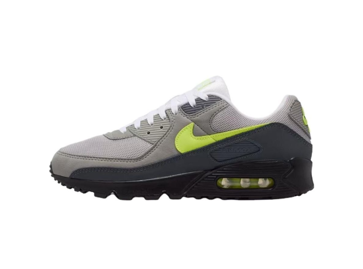 Nike Air Max 90: Мужские беговые кроссовки в серо-жёлтой гамме