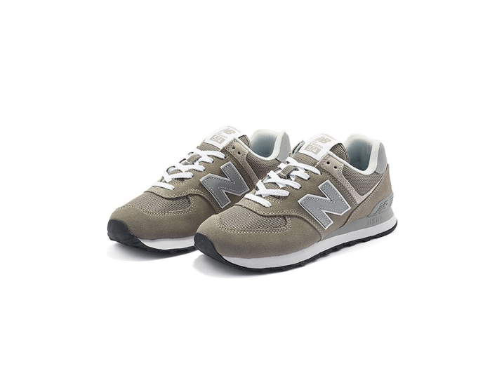 New Balance 574: Ретро-кроссовки на шнуровке из ткани и замши в сером цвете — изображение 4