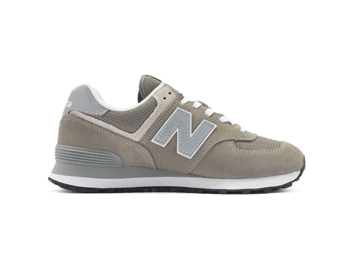 New Balance 574: Ретро-кроссовки на шнуровке из ткани и замши в сером цвете — изображение 6