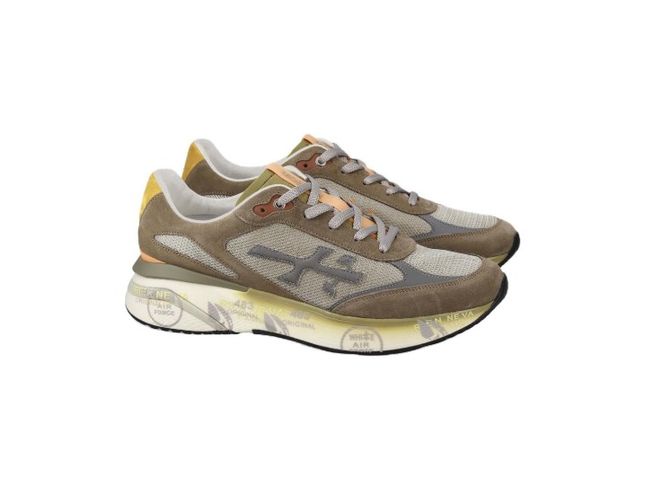PREMIATA Moerun Trendy Comfortable Low-Top Casual Shoes for Men, Grey-Green — изображение 4