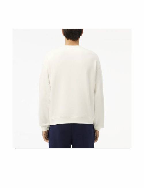 LACOSTE French Crocodile Letter Print Crew Neck Loose Fit Comfortable Long Sleeve Sweatshirt Men's White White — изображение 3