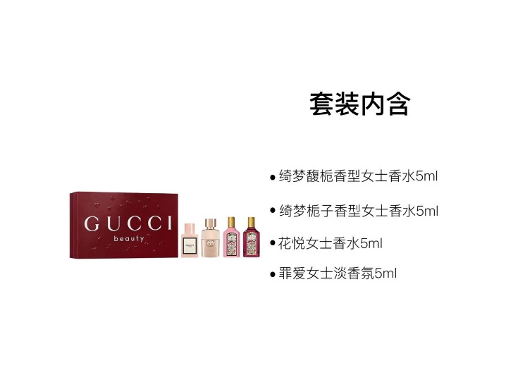 GUCCI: Мини-набор женской парфюмерии, лимитированная подарочная коробка, 4 предмета — изображение 2