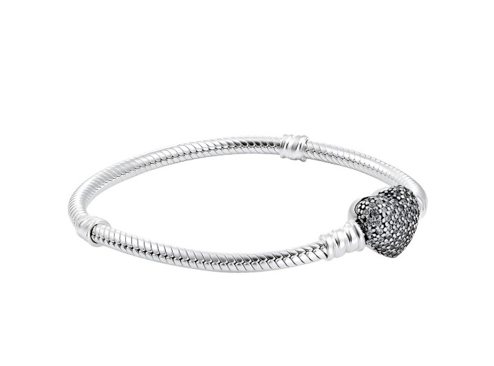 Pandora Moments: Серебряный браслет с сердечком и змеёй, 925 проба — изображение 2