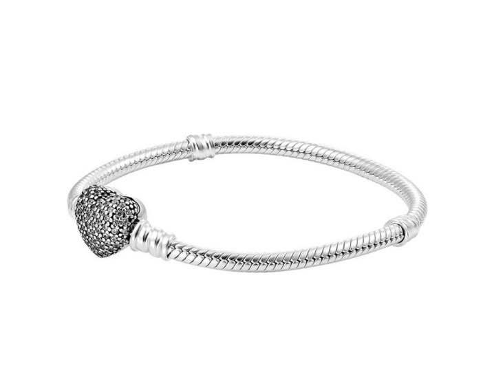 Pandora Moments: Серебряный браслет с сердечком и змеёй, 925 проба — изображение 4