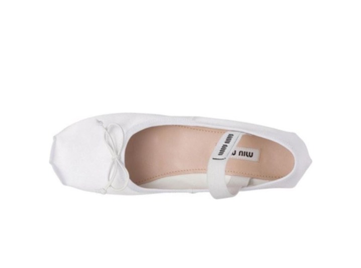 MIU MIU Satin Ballet Flats, Casual Shoes, Women's, White — изображение 3