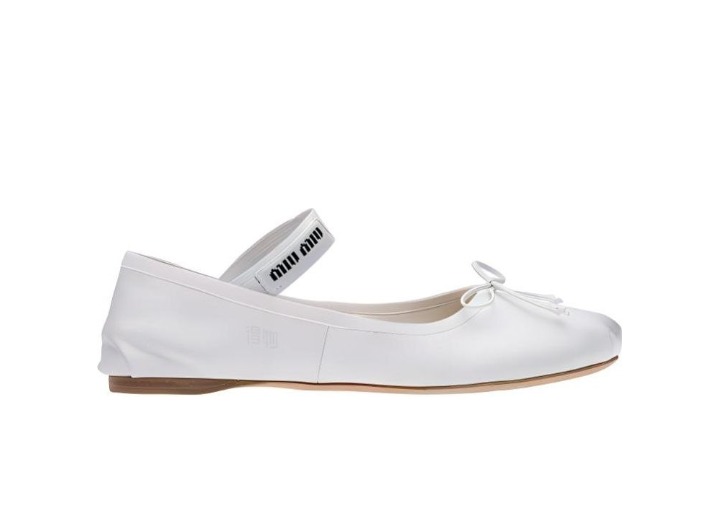 MIU MIU Satin Ballet Flats, Casual Shoes, Women's, White — изображение 4