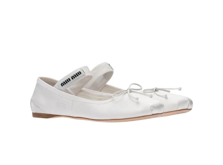 MIU MIU Satin Ballet Flats, Casual Shoes, Women's, White — изображение 5