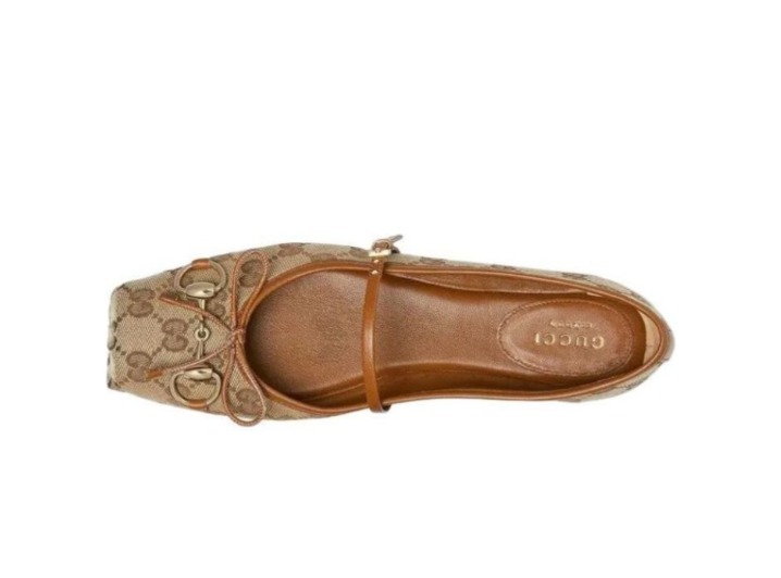 GUCCI Horsebit: Женские кожаные туфли с квадратным мыском, коричневые — изображение 4