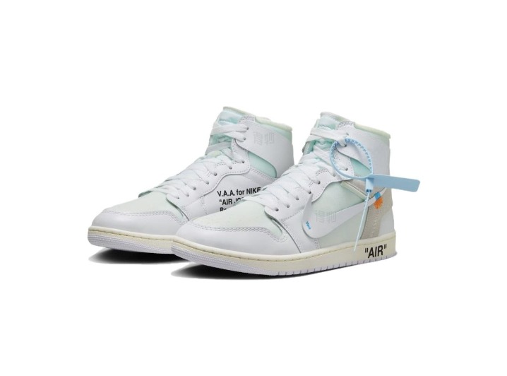 Jordan x Virgil Abloh: Белые высокие кроссовки в стиле ретро-баскетбола — изображение 6