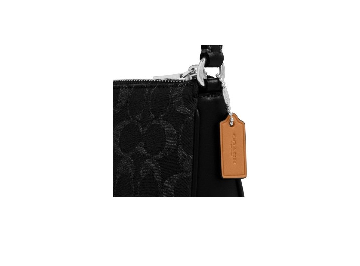 COACH Nolita 19 Monogram Pattern Women's Small Shoulder Bag with Cotton and Leather Trim, Black — изображение 4