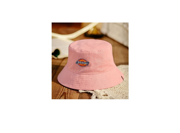 Dickies: Двусторонняя хлопковая рыбацкая шляпа с вышитым логотипом, белая/розовая — изображение 2
