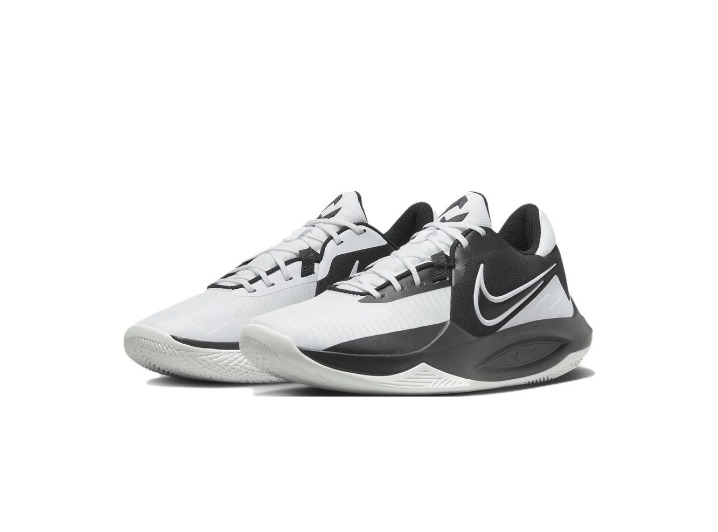 Nike Precision 6 Round Toe Lace-up Durable Low-Top Basketball Shoes Men's Black and White — изображение 4