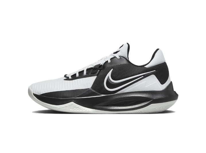 Nike Precision 6 Round Toe Lace-up Durable Low-Top Basketball Shoes Men's Black and White