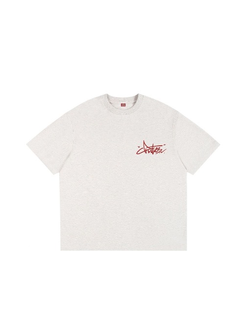 Dickies: Серая с красным футболка с вышивкой и опущенным плечом — изображение 4