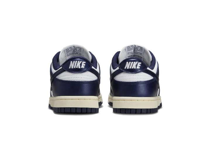 Nike Dunk "Midnight Navy and White" Leather Low-Top Sneakers, Women's, Navy Blue 2023 Edition — изображение 4