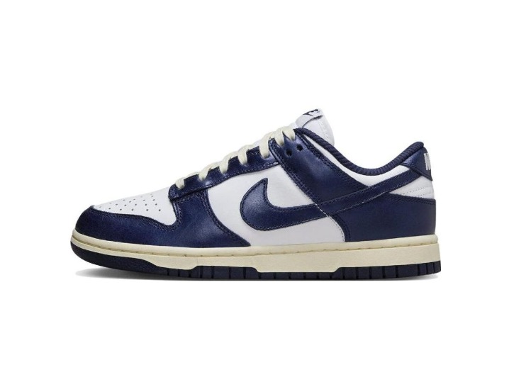Nike Dunk "Midnight Navy and White" Leather Low-Top Sneakers, Women's, Navy Blue 2023 Edition